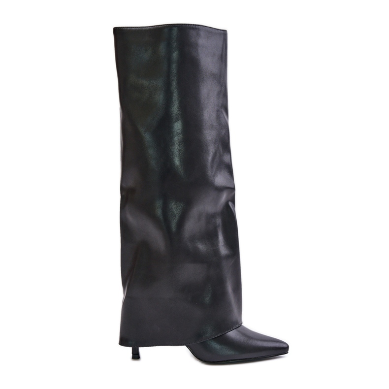 Isolierte Stiefel mit hohem Absatz und umgeschlagenem Schaft, Black Tamonia schwarz