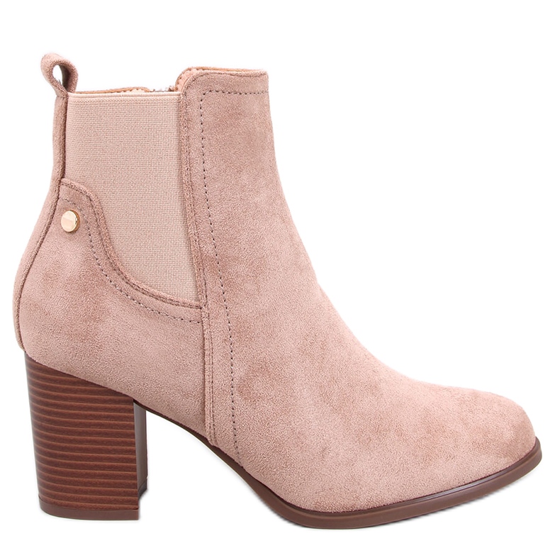 Klassische Stiefeletten mit hohem Absatz in Rosey Khaki beige