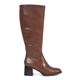 Braune klassische Lederstiefel mit hohen Absätzen für Damen von Sergio Leone