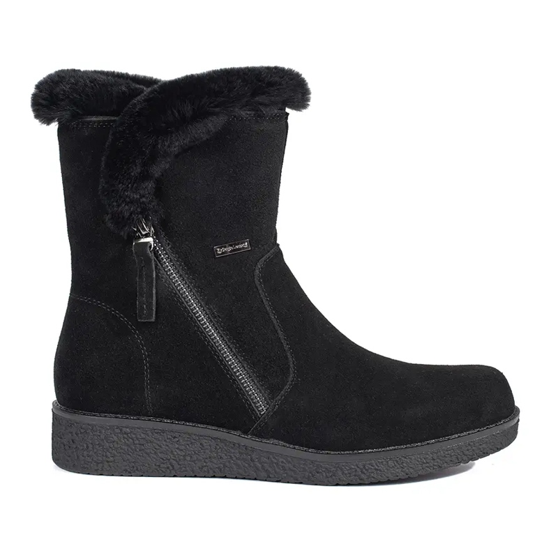 Isolierte Damenstiefel aus schwarzem Leder mit Fell von Sergio Leone