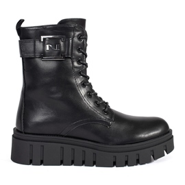 Seastar Schwarze Schnürstiefeletten auf dem Plateau