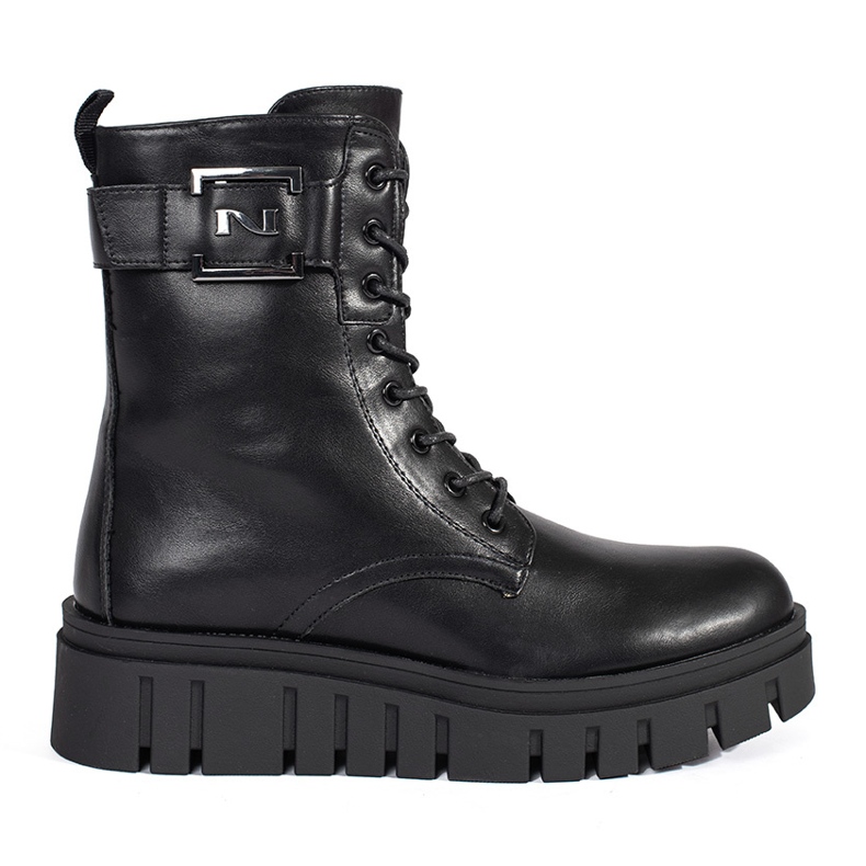 Seastar Schwarze Schnürstiefeletten auf dem Plateau