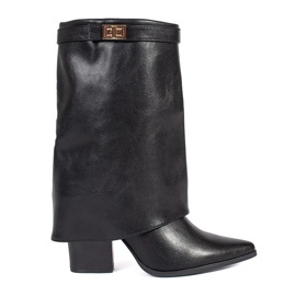 Schwarze, elegante Damen-Stiefeletten mit hohem Absatz
