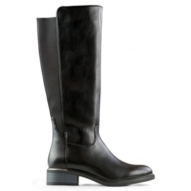 Schwarze Damenstiefel aus Faux-Wildleder für den Winter