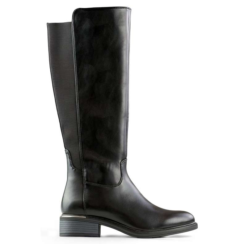 Schwarze Damenstiefel aus Faux-Wildleder für den Winter