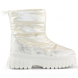 Weiße Damen-Schneestiefel, isolierte Winterstiefel mit Reißverschluss