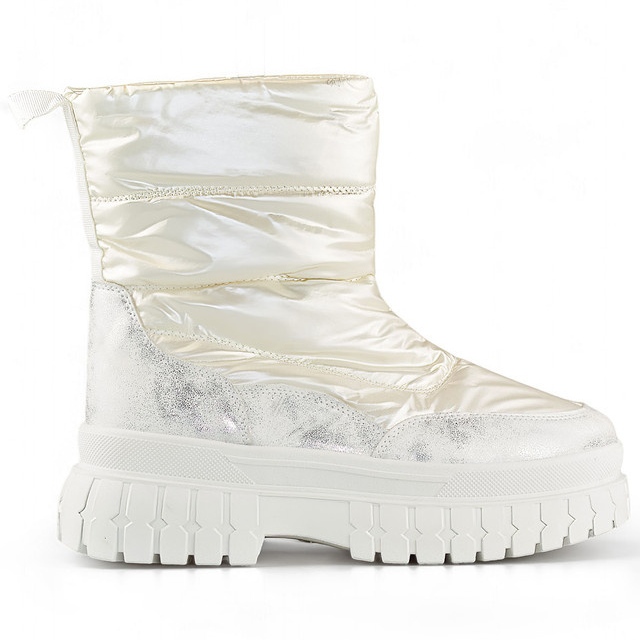 Weiße Damen-Schneestiefel, isolierte Winterstiefel mit Reißverschluss