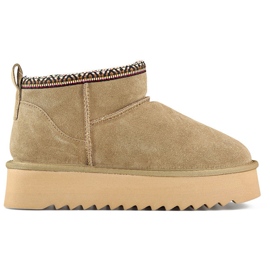 Damen-Schneestiefel aus Leder, isolierte Winterstiefel braun