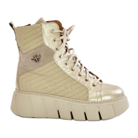 Lederstiefeletten auf der Plattform Maciejka 06751-25 Gold golden