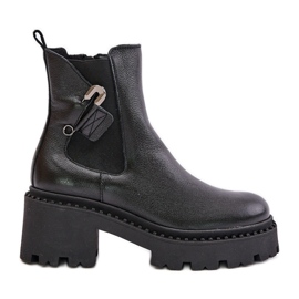 Zazoo 60490 Lederisolierte Stiefeletten mit Dekoration, Schwarz
