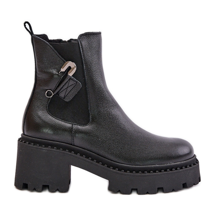 Zazoo 60490 Lederisolierte Stiefeletten mit Dekoration, Schwarz