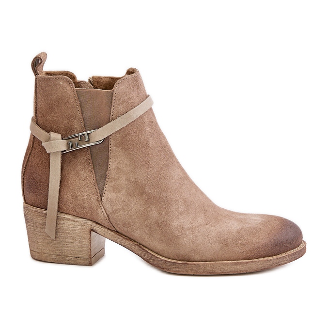 Zazoo 60478 Wildleder-High-Heel-Stiefel, isoliert, mit Reißverschluss befestigt, Beige