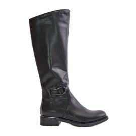 Zazoo 70140 Damen-Overknee-Wärmestiefel aus Leder, Schwarz