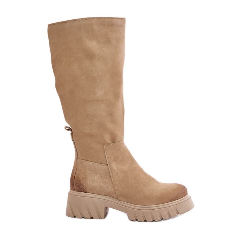 Zazoo 70145 Overknee-Stiefel aus Wildleder, warmes Beige