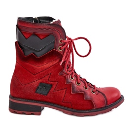 Warme Damenstiefel aus Leder mit flachem Absatz Maciejka 06106-08 Rot