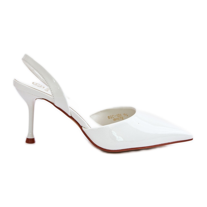 Weiße Lack-Stilettos mit offenem Absatz Emmizola
