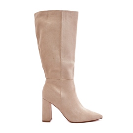 Overknee-Stiefel mit hohem Absatz, hellbeige Lannetea