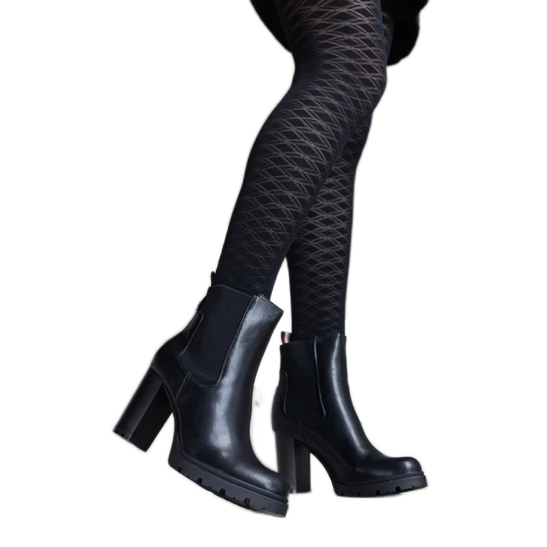 Schwarze Slip-On-Stiefeletten aus Motena-Öko-Leder