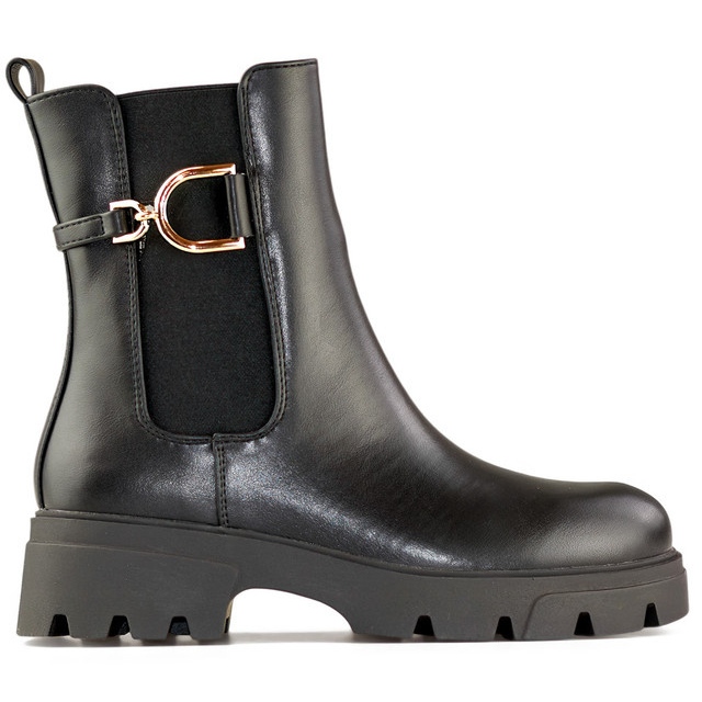 Schwarze Arbeiterinnen-Winterstiefel mit dicker Sohle, schwarze Stiefeletten mit Reißverschluss