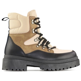 Damen-Schnürstiefel, Overknee-Stiefel, Winterschuhe beige