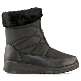 Isolierte hohe Winterstiefel für Damen, Schneestiefel mit Reißverschluss, Winterstiefel mit flacher Sohle schwarz