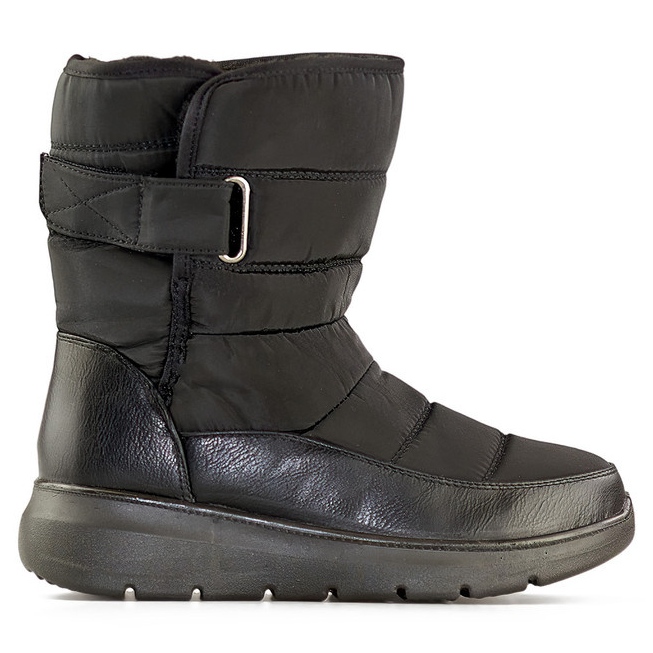 Schwarze, isolierte Schneestiefel mit Klettverschluss