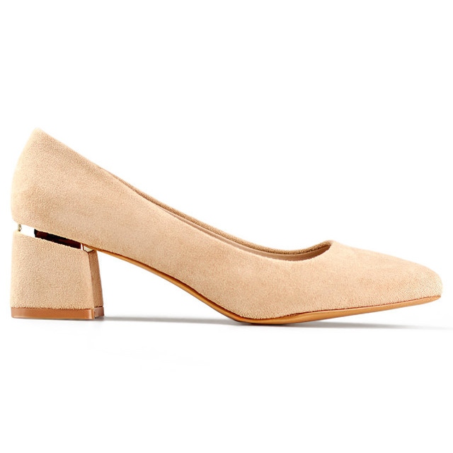 Beige Wildleder-Pumps mit niedrigem Absatz, bequeme beige Damenschuhe