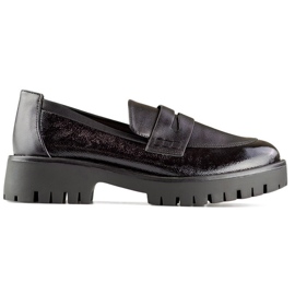 Schwarze Damen-Loafer mit dicker Sohle, schwarze Damen-Loafer