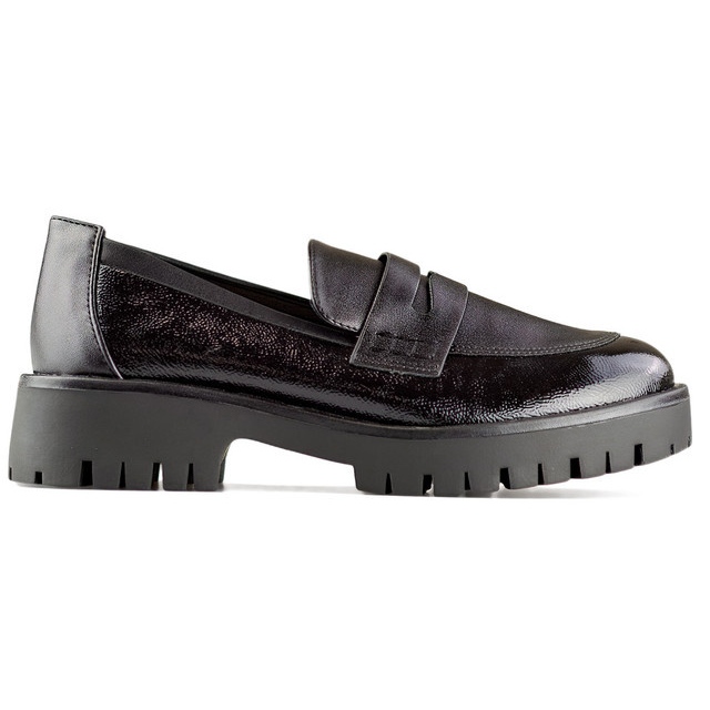 Schwarze Damen-Loafer mit dicker Sohle, schwarze Damen-Loafer