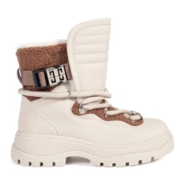 Seastar Beige Damen-Schneestiefel mit Fell auf dicker Sohle