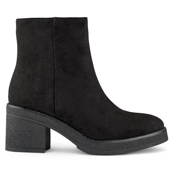 Klassische Damen-Stiefel aus Wildleder mit hohen Absätzen, schwarz MS1508B