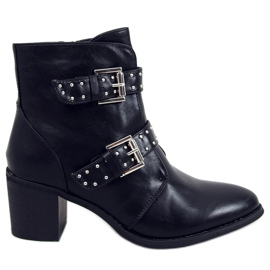 Stiefel mit hohem Absatz und Nieten in Ferox Black schwarz