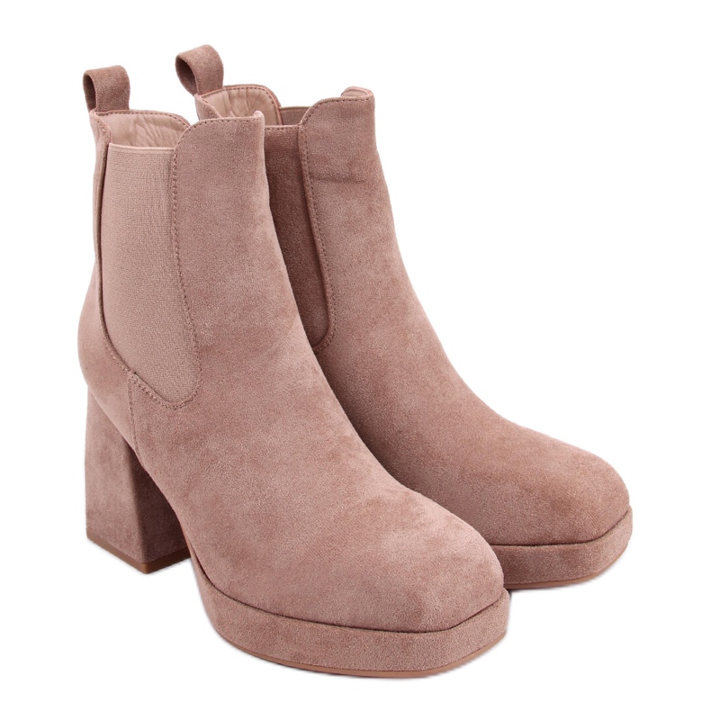 Ciara Khaki Stiefel mit breitem Absatz beige