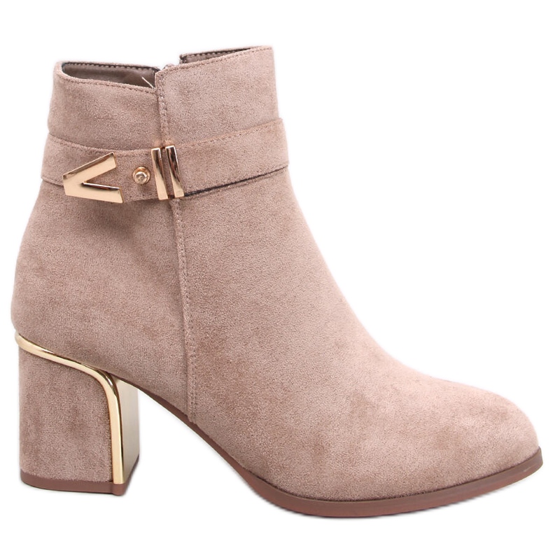 Elegante, hochhackige Stiefeletten von Khalia Khaki beige