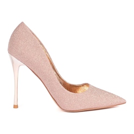 Seastar Glitzernde Damen-Stilettos in Rosa und Gold mit metallischem Absatz