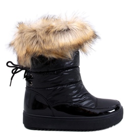 Mastro Schwarze Schneestiefel mit Fell