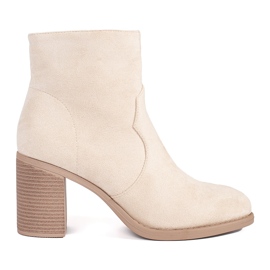 Klassische Damenstiefeletten aus beigem Wildleder