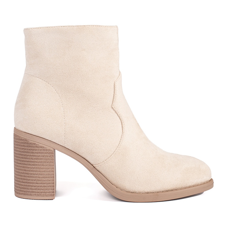 Klassische Damenstiefeletten aus beigem Wildleder