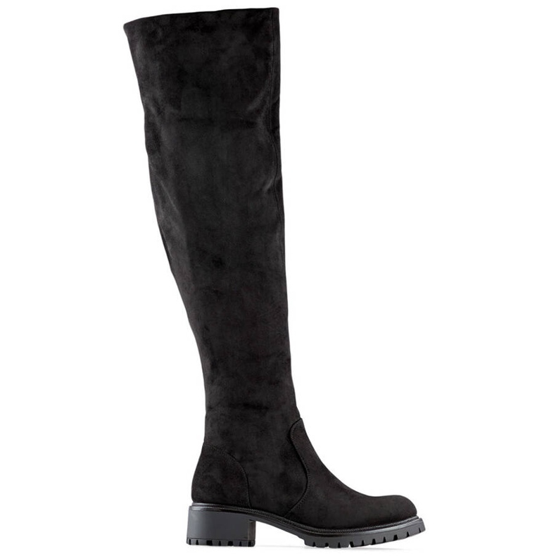 Damen-Overknee-Overknee-Stiefel aus Wildleder, schwarz RQ490B