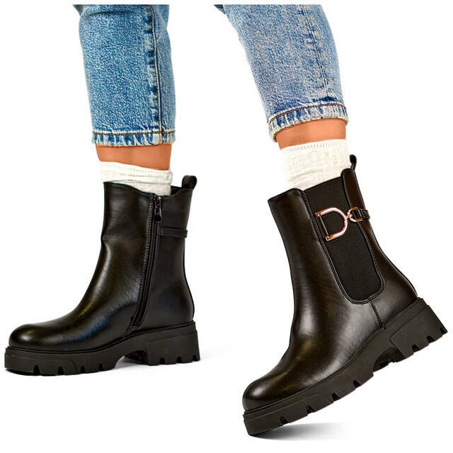 Isolierte Chelsea-Stiefel für Damen, schwarz, K-99257