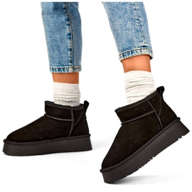 Damen-Schneestiefel aus Wildleder, schwarz XF-159B