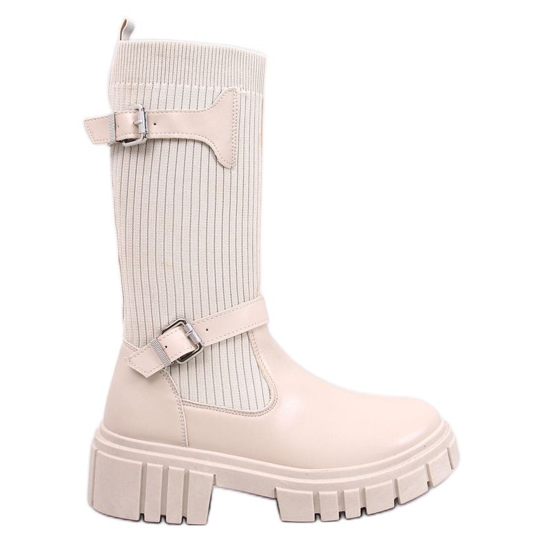 Rhea Beige Stiefel mit flexiblem Obermaterial