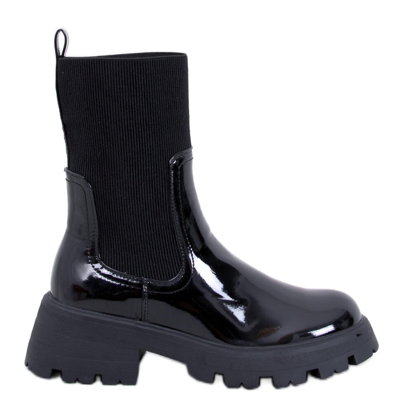 Batson Schwarz lackierte Chelsea-Stiefel