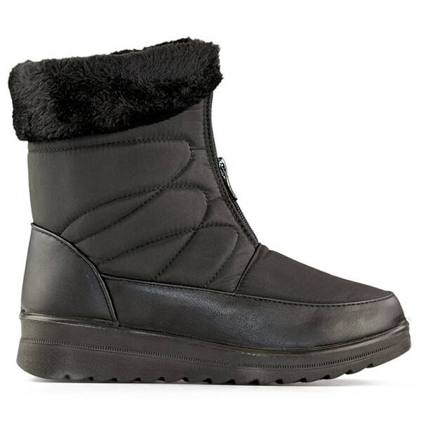 Damen-Schneestiefel mit Fell, schwarz W87B