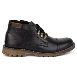 Olivier Herren-Winterstiefel aus Leder 963MP schwarz mit braun