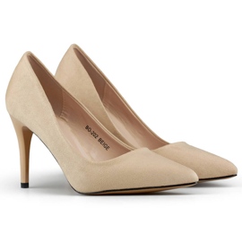 Wildlederpumps für Damen, beige High Heels B0-202BE