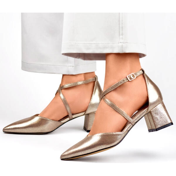 Silberne Riemchenpumps für Damen GD-FL1150T silber-