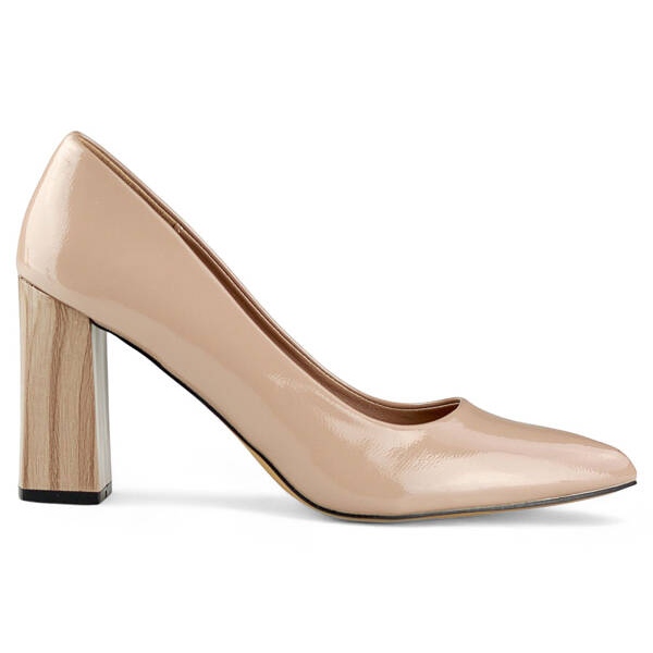 Damen-Pumps mit spitzen Zehen und hohem Absatz, Lackbeige GD-FL486A-T