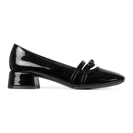 Schwarze Lackpumps mit niedrigem Absatz