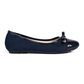 Marineblaue, flache Ballerinas für Damen mit Lackkappe